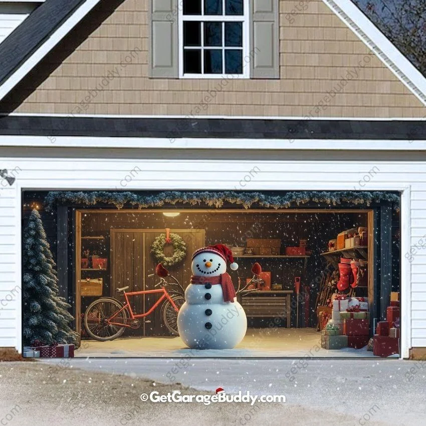 Snowy The Snowman | Christmas Garage Door Cover