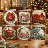 6pcs Poinsettia Xmas DIY Diamond Painting Cards Art 15x15cm for Adults
