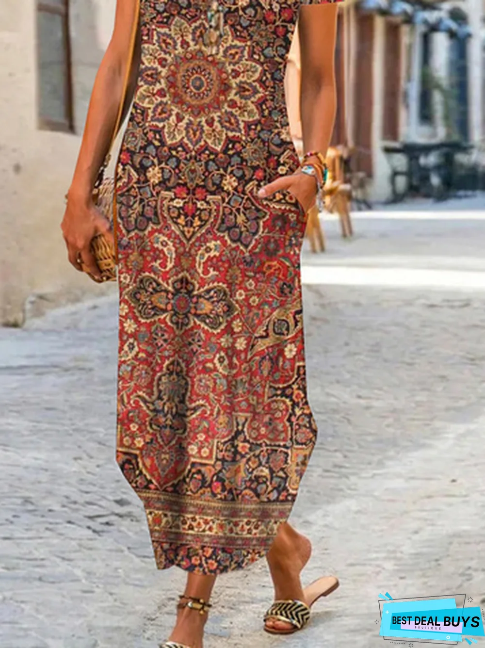 Boho Short Sleeve Knit Dress