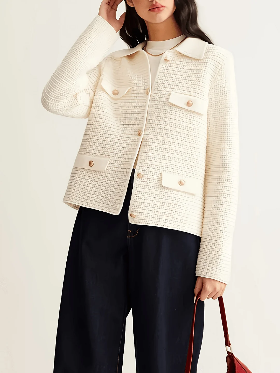 Nigikala Nigikala And Winter New Metal Buttons Casual Elegant Knitted Cardigan Sweater Women's Clothing