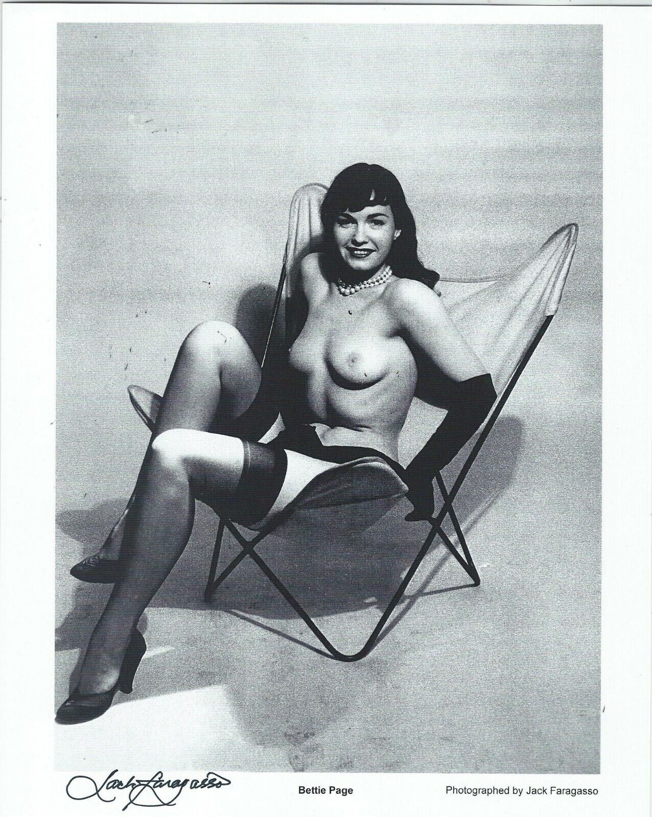 Bettie Page Nude Photo Poster paintinggraph Photo Poster painting signed by Jack Faragasso