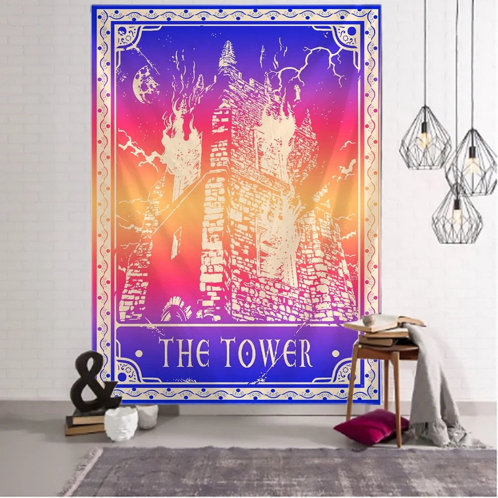 Colorful Tarot Tapestry Wall Hanging Indian Mandala Witchcraft Bohemian Hippie Divination Bed Sheet Home Decor