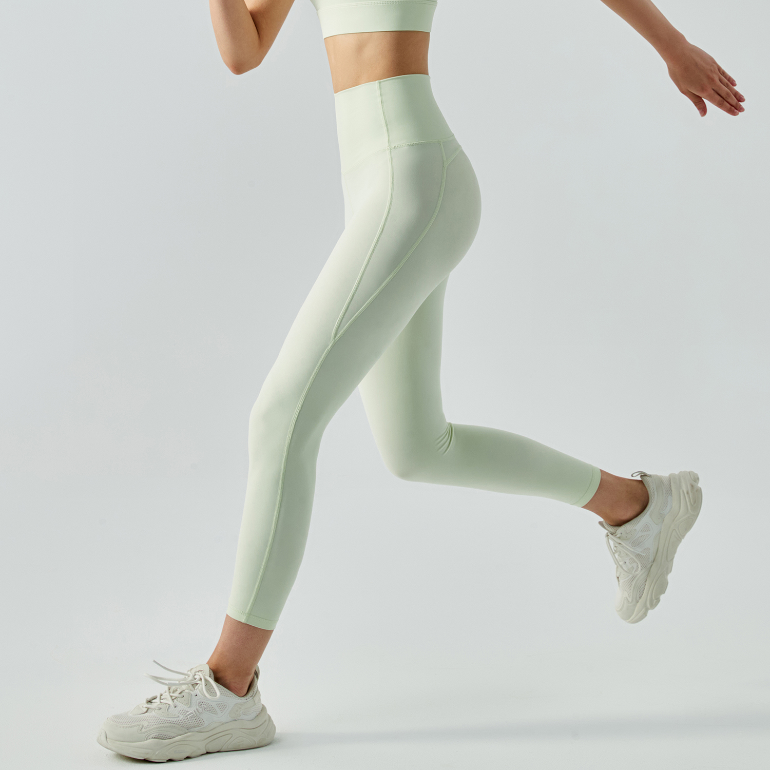 Shop bubble butt lifting nake shaped buttery soft sustainable yoga pants online on Hergymclothing Moon Green