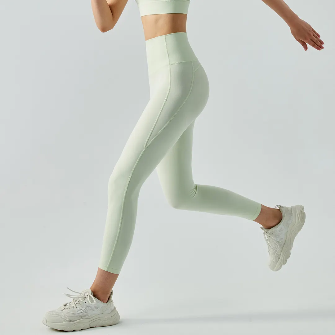 Shop bubble butt lifting nake shaped buttery soft sustainable yoga pants online on Hergymclothing Moon Green