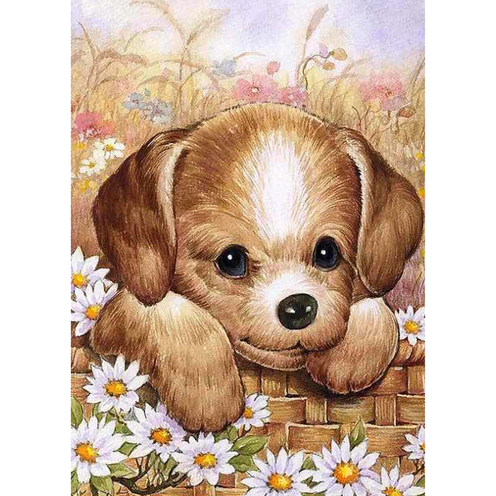

30*40CM - Round Drill Diamond Painting - Brown Puppy, 501 Original