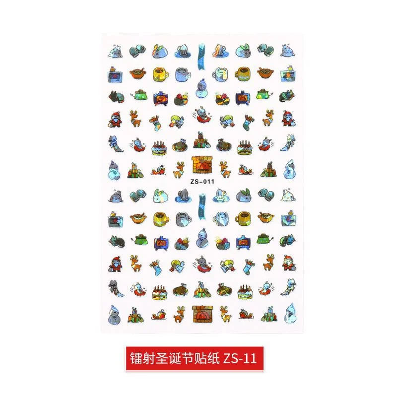 New Laser Christmas Nail Art Sticker Waterproof Adhesive Nail Decal Explosion Style Christmas Nail Art Ornament Nail Accesoires-Nail Inspo