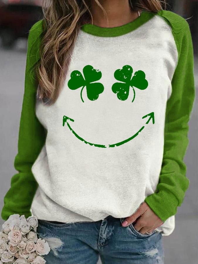 Women's St. Patrick's Day Lucky Shamrock Print Casual Sweatshirt
