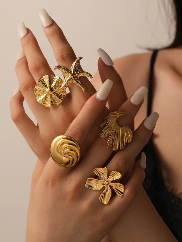 1 Piece Elegant Vintage Style Classic Style Irregular Circle Flower 304 Stainless Steel Open Rings