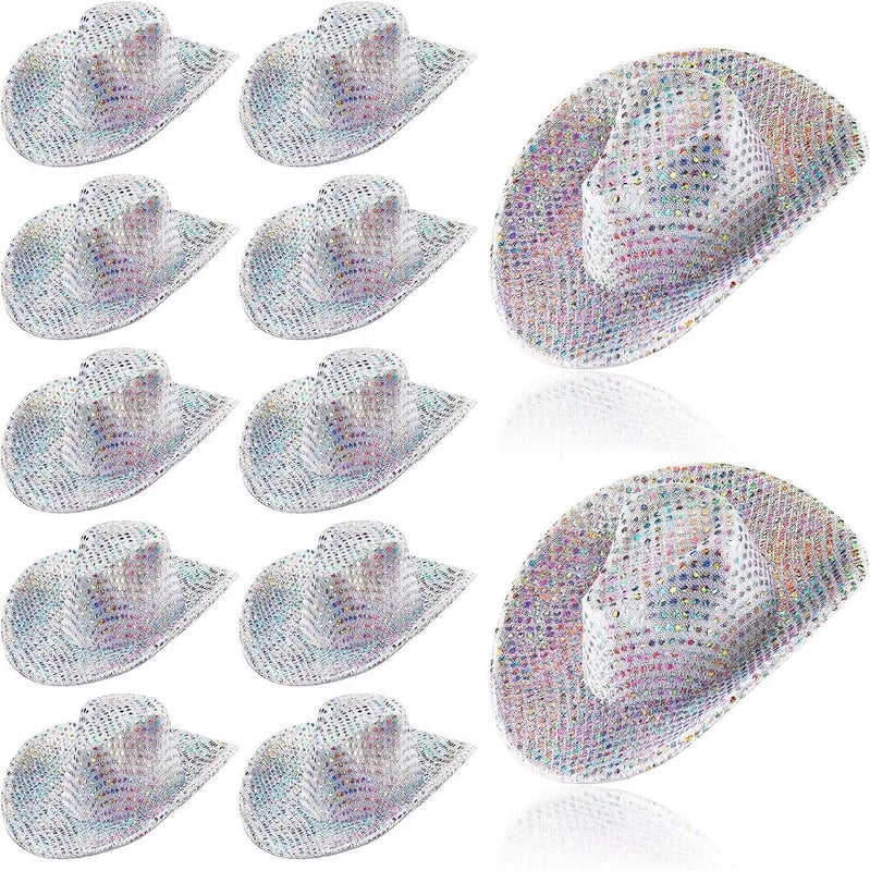 Mini Neon Cowboy Girl Hat Flash Space Fantasy Hologram Western Cowboy Hat Party Disco Supplies
