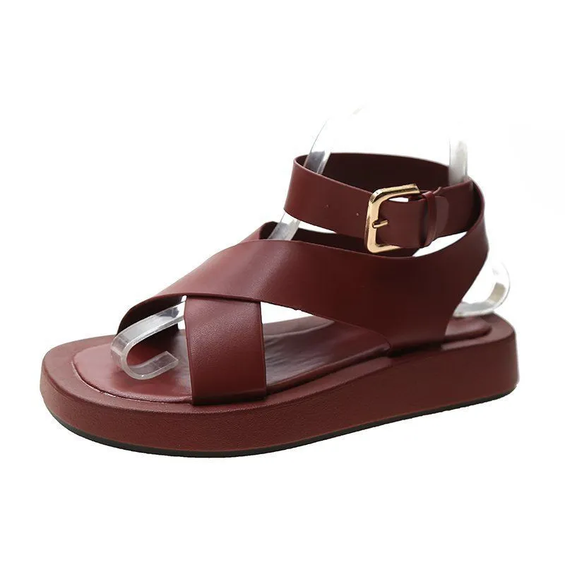 INS HOT Women's Sandals 2022 Summer Solid Color Comfortable Female Beach Shoes Chunky Sandals For Woman Non-Slip Shoe