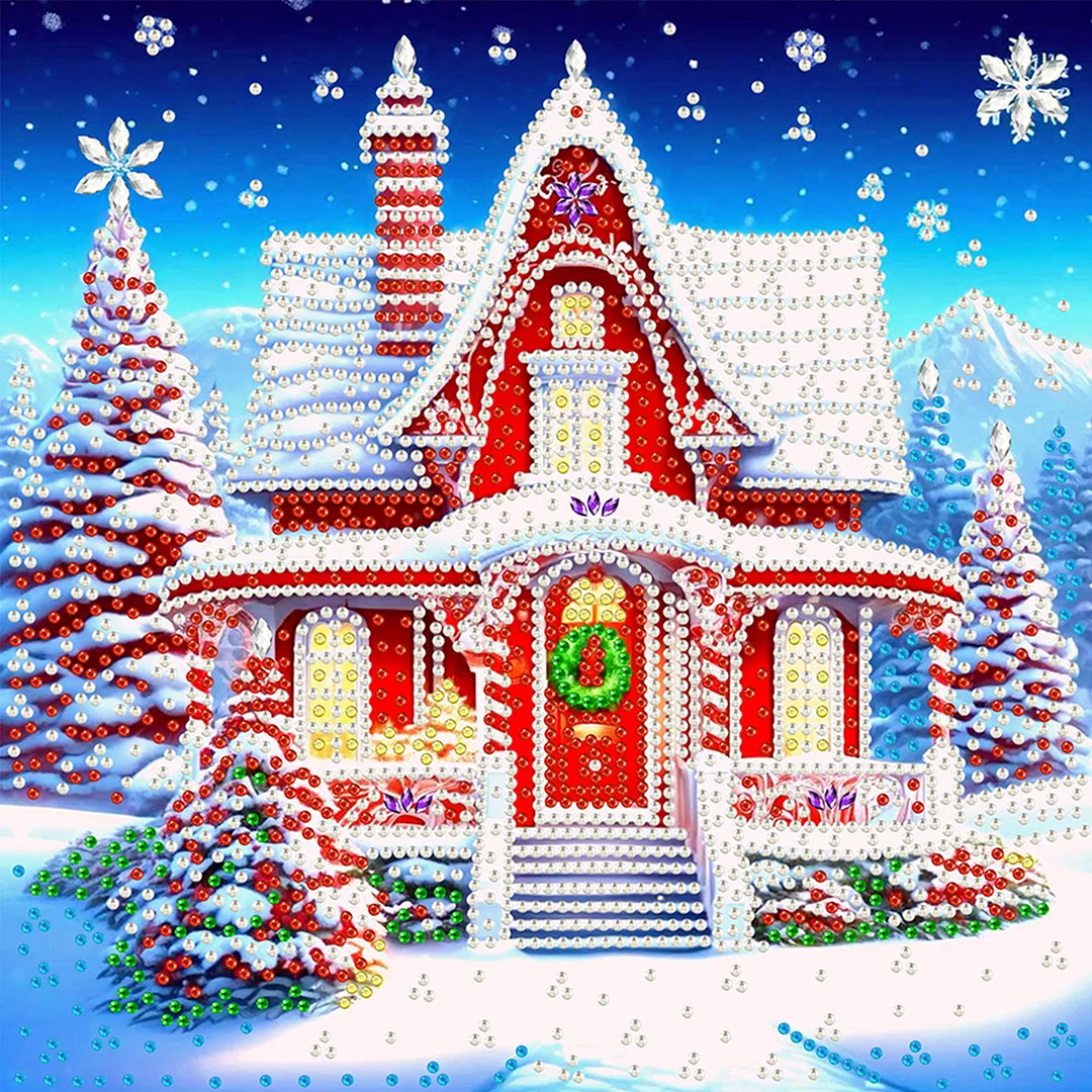 Christmas House - Diamond Painting - Partial Special Shaped Drill(Canvas|30*30cm)