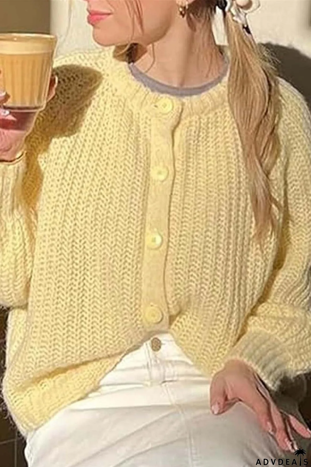 Plain cardigan with button placket