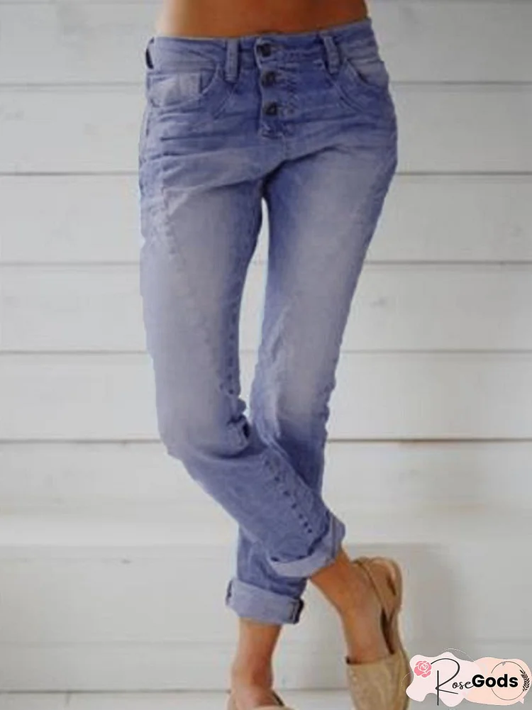Casual Pockets Denim & Jeans