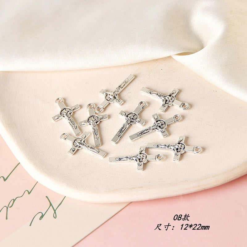10 PCS/Package 8 * 20mm Alloy Cross Polished Pendant Jewelry Accessories