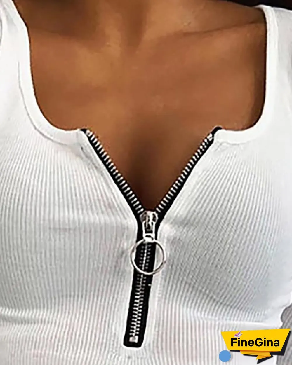 Long Sleeve Zipper Design Blouse P13365