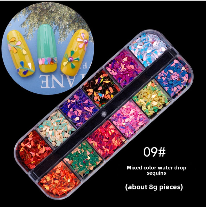 Nail Jewelry Rhinestone Flat Bottom Drill Hollow Nail Stick Drill Sequins Colored Diamond Flat Bottom Pearl Shell Japanese Series