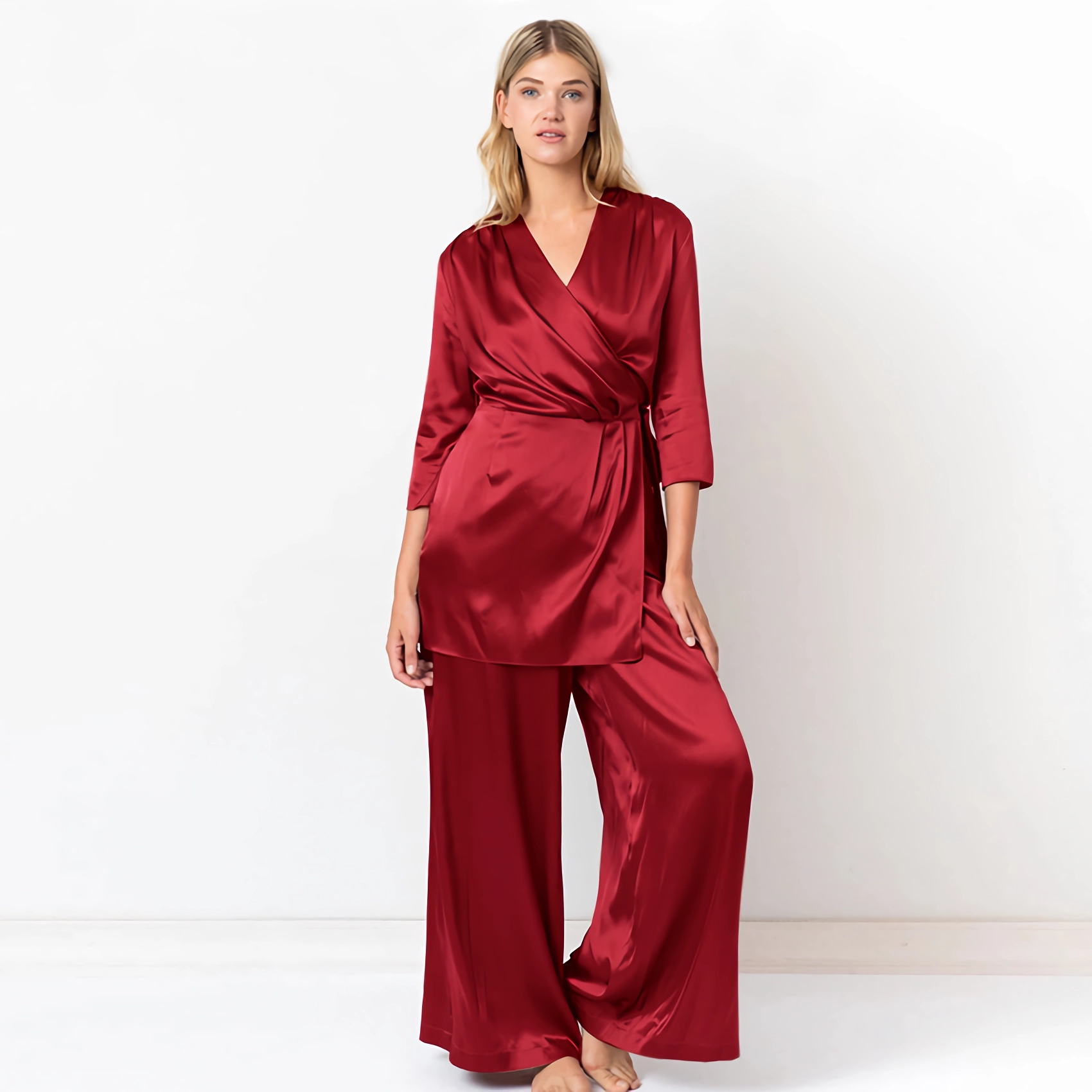 22 Momme Wrap Silk Pajamas For Women REAL SILK LIFE