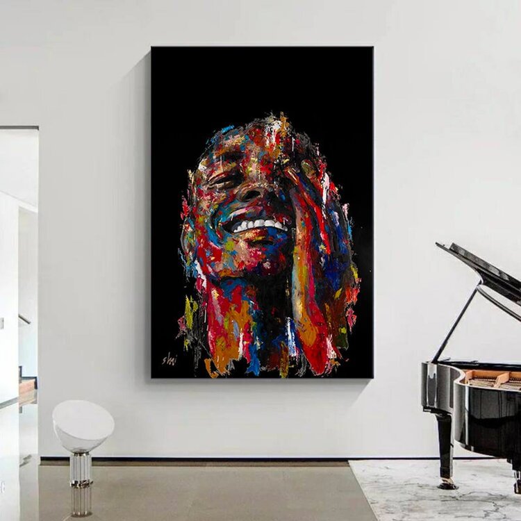 Happy African American Man Smile Canvas Wall Art