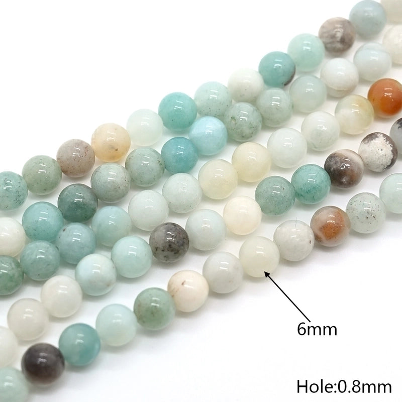 1 Strand/Package 10mm 6mm 8mm Hole Under 1mm Hole 1~1.9mm Natural Stone Amazonite Round Simple Polished Jewelry Accessories
