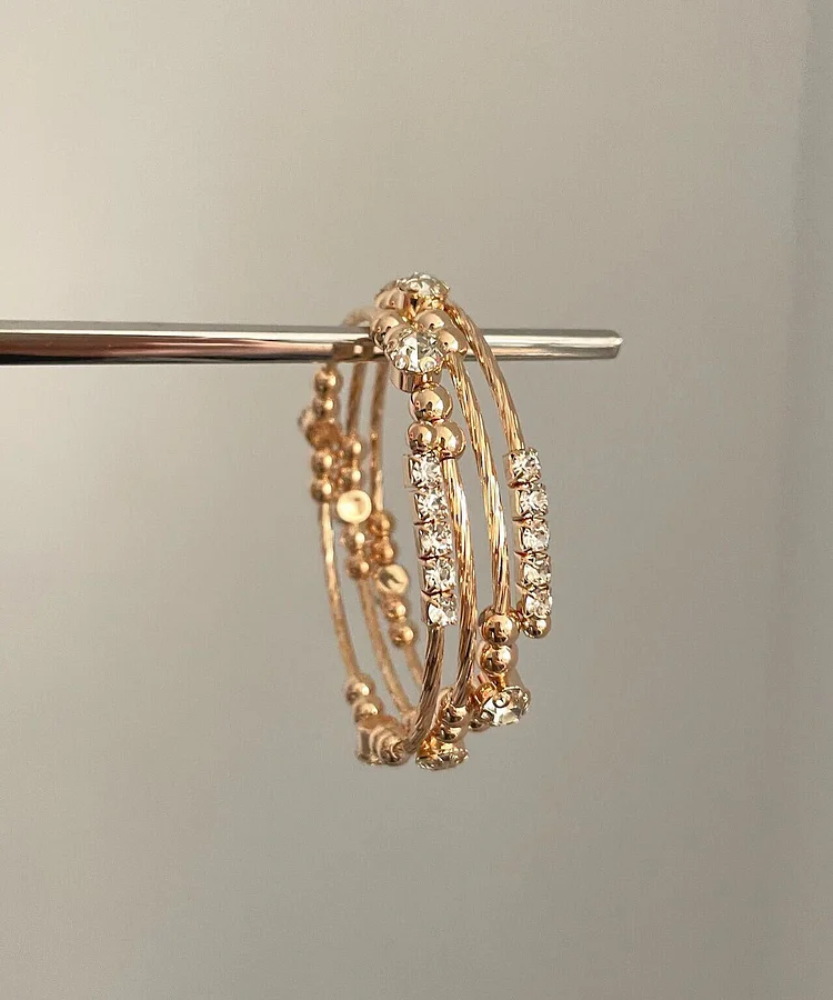 Vintage Gold Metal Overgild Zircon Layered Cuff