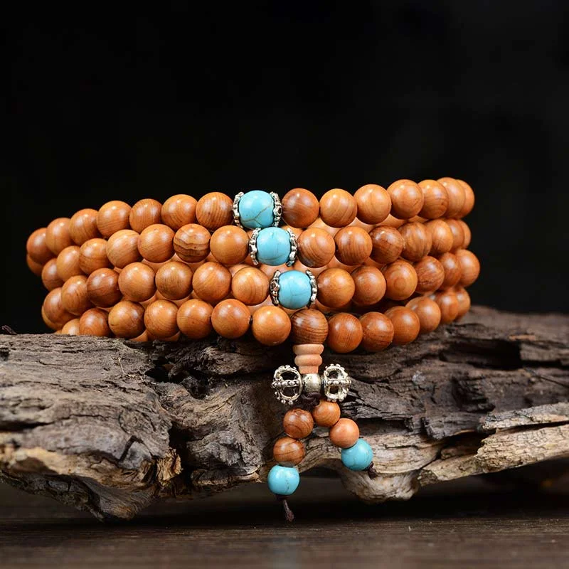 108 Beads Natural Black Rosewood Ebony Wenge Wood Necklace Bracelet Mala