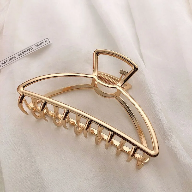 New Women Elegant Gold Silver Hollow Geometric Metal Hair Claws Vintage Hair Clips Headband Hairpins Fashion Hair Accessories