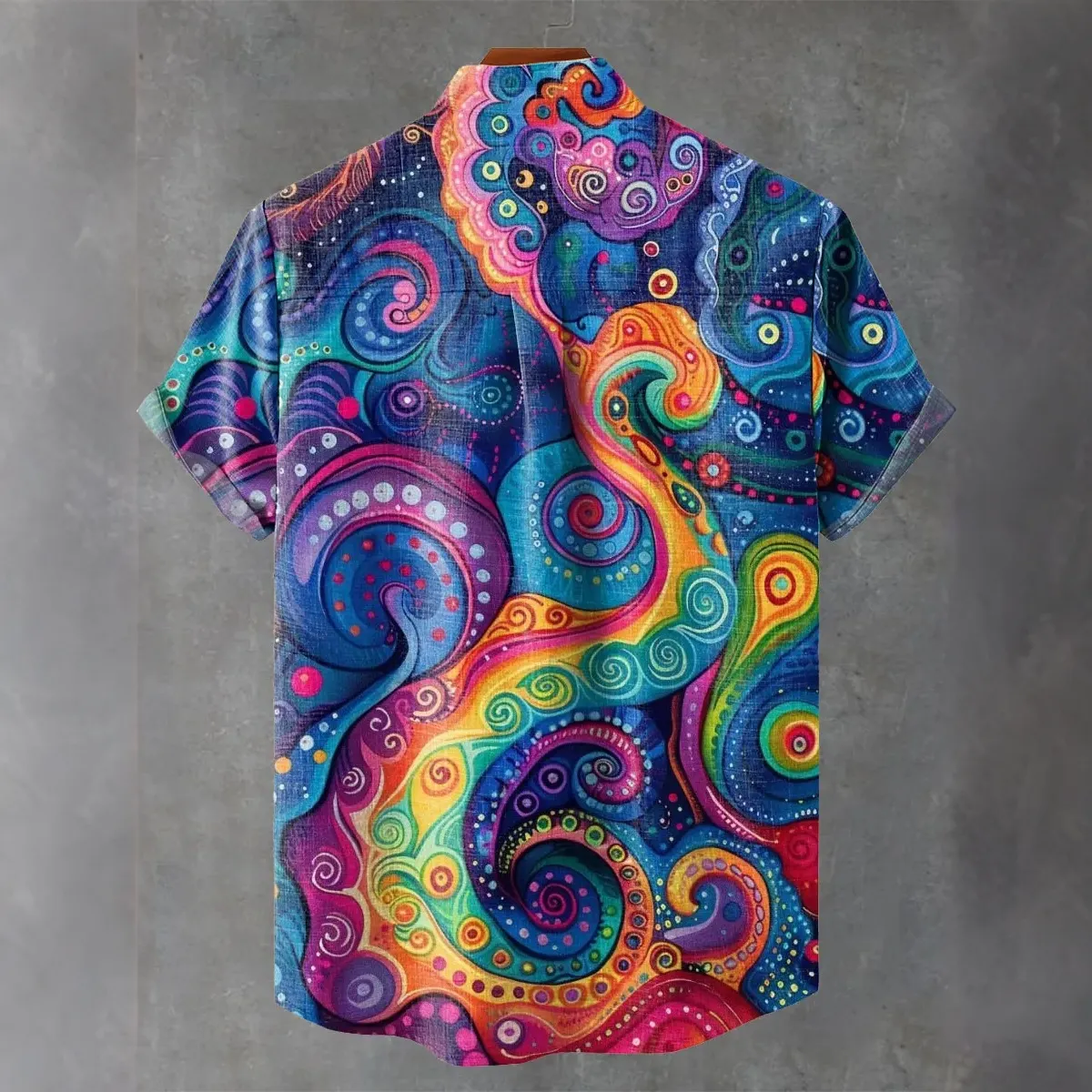 Men's Vintage Color Octopus Tentacles Fish Vintage Art Print Casual Shirt  artssus
