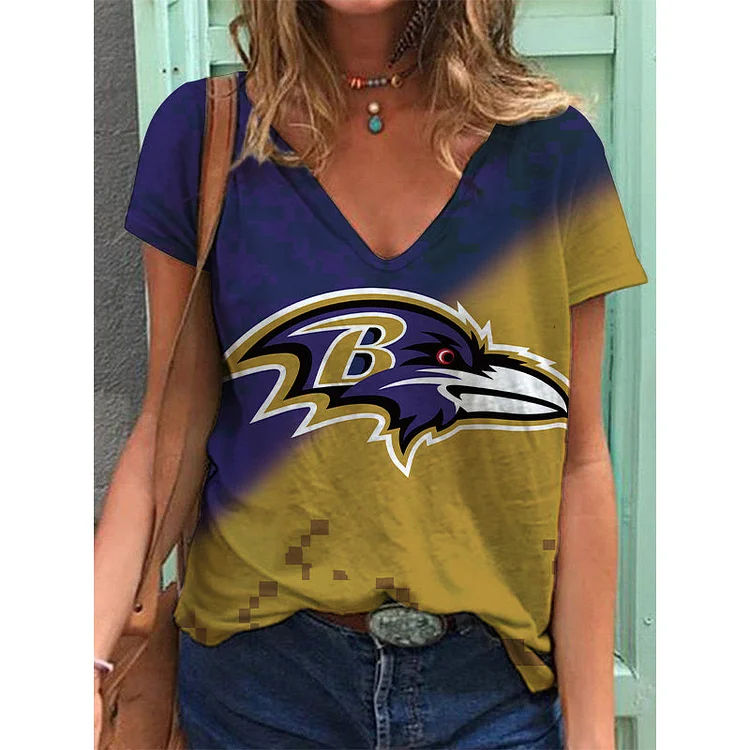 Baltimore Ravens Lightweight Short Sleeve V-Neck T-Shirt