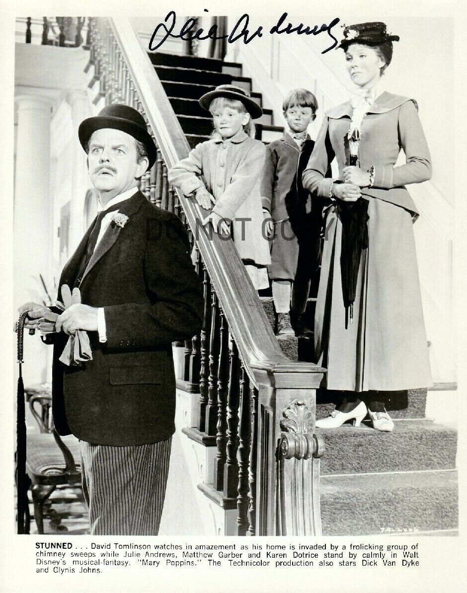 Julie Andrews signed Walt Disney Mary Poppins 8x10 VTG '64 Photo Poster paintinggraph REPRINT