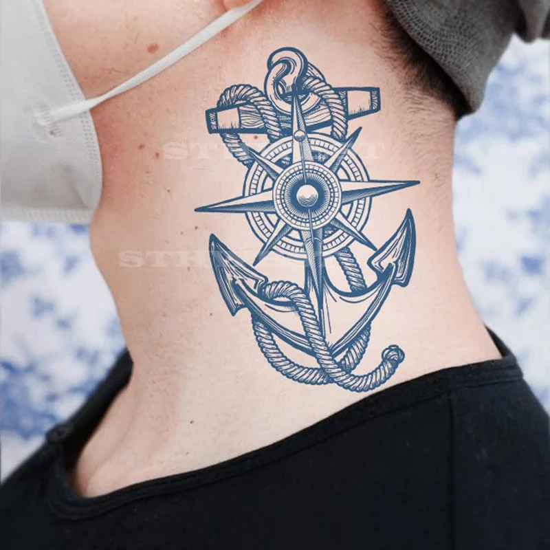 Premium Waterproof Temporary Tattoos for Women Men,Lifelike fake Tattoo Long-Lasting 1-2 Weeks ,Dark Blue Semi Permanent Tattoos