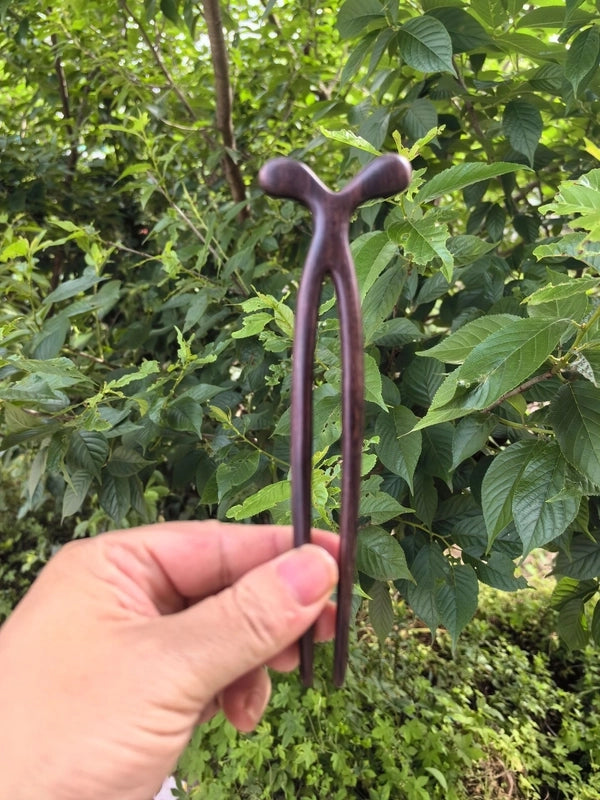 U-shaped Double Hairpin Handmade Sandalwood Hairpin Plate Headdress Simple Modern Wood Hairpin Chinese Clothing Antique Accessories Hairpin