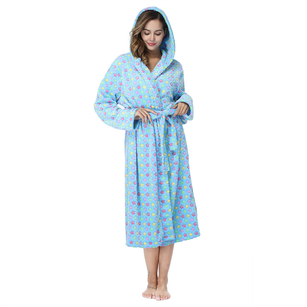 Collabteeshop men costume adults Flannel print rainbow hooded large pocket pajamas hotel autumn and winter pajamas extended couple bathrobes coat hot sell