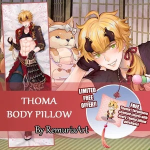 Pornhint Thoma Body Pillow Cover Genshin Impact Fan Art NSFW available NSFW