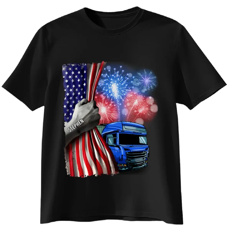 Personalized T-Shirt-Custom Personalized Independence Day Shirt-Gift Idea For Trucker/ Independence Day