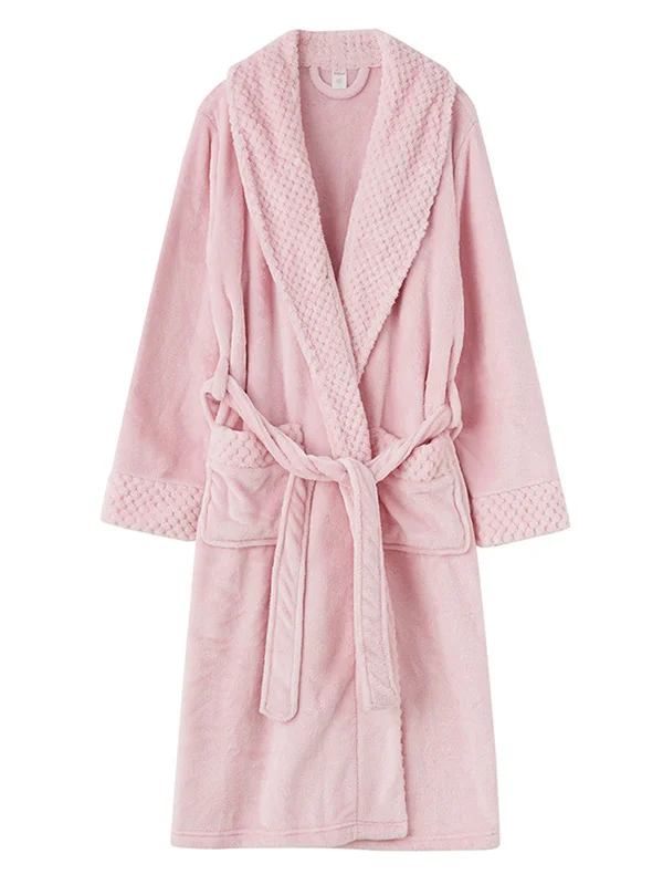 Comfortable Solid Bandage Warm Pajama Robe