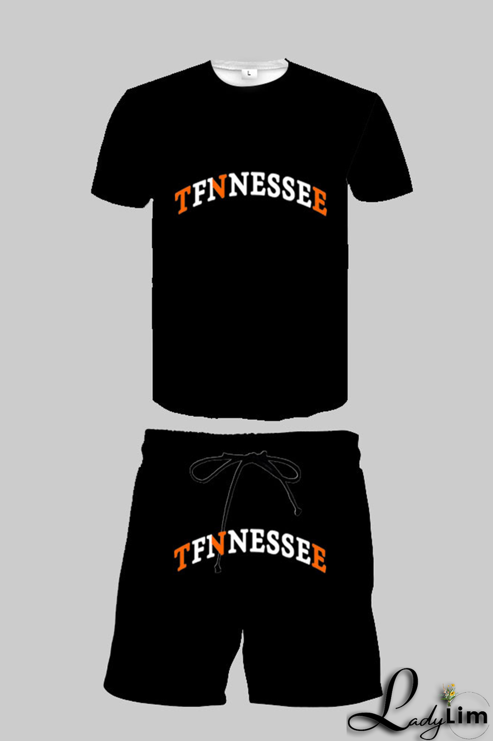 Tangerine Red Casual Print Patchwork O Neck Short Sleeve Two Pieces