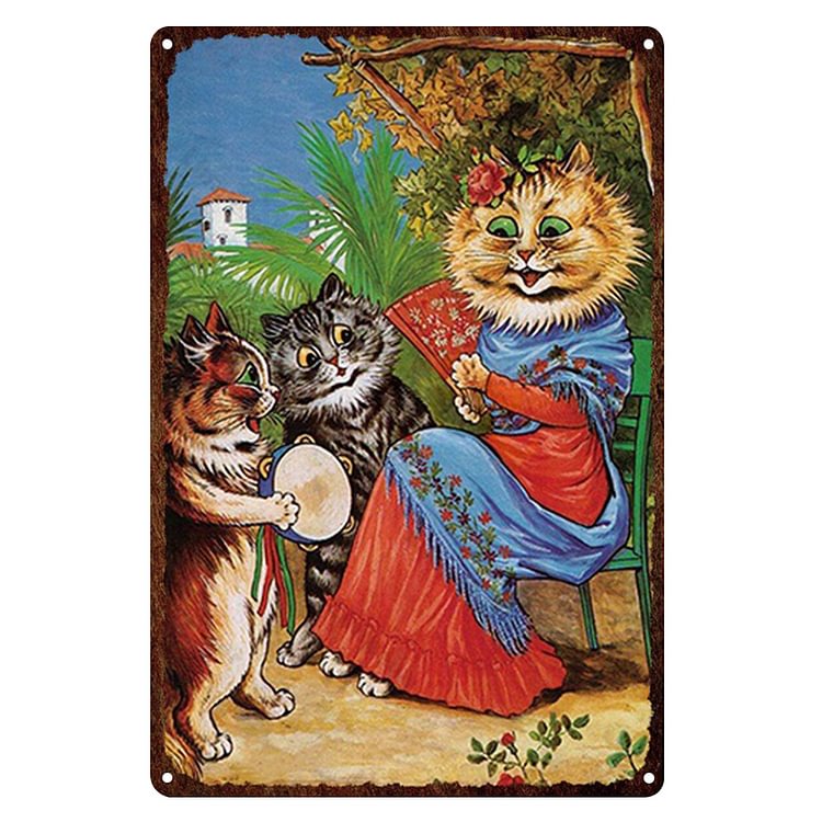 Lady Cat Telling Stories - Vintage Tin Signs/Wooden Signs - 7.9x11.8in & 11.8x15.7in