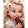 >SALE<5D DIY Full Round Drill Diamond Painting Curly Hair Big Eyes Girl Decor 30x40cm