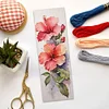 Watercolor Hibiscus-11CT Stamped Cross Stitch Bookmark 18*6cm(Double Sided)