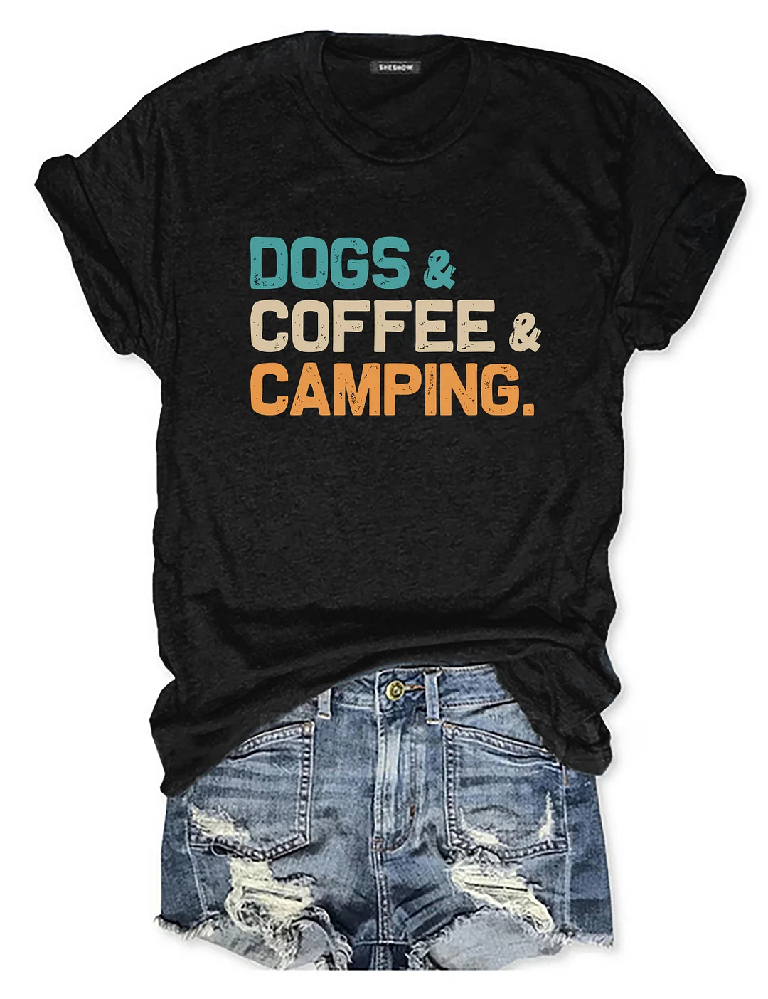 Dogs Coffee Camping T-shirt