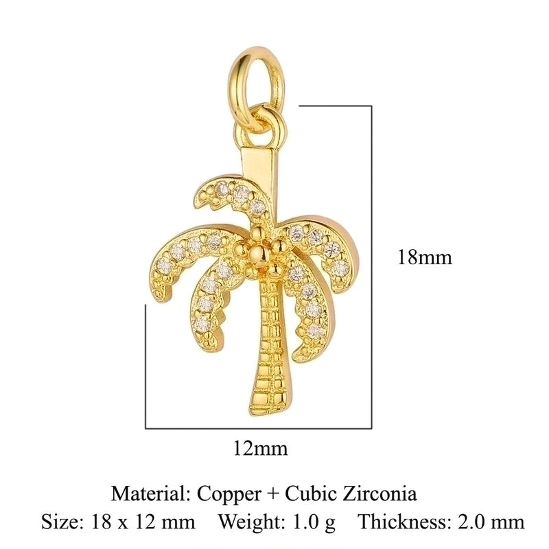 3 Pieces Retro Palm Crown Copper Plating Inlay Zircon 18k Gold Plated Charms Jewelry Accessories