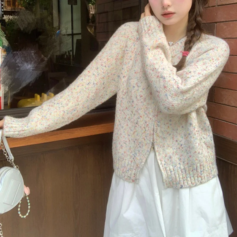 Toloer Toloer 2023 New Sweet Wind Soft Waxy Design Sense Jacket Coat Minority Sense Color Point Sweater Cardigan Female-Outfit Ideas