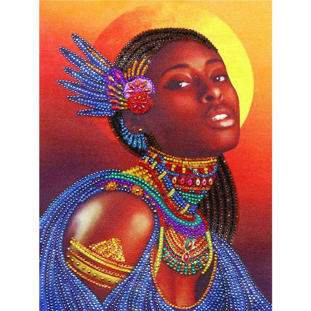 

30*40CM - Special Shaped Diamond Painting - Black Women, 501 Original