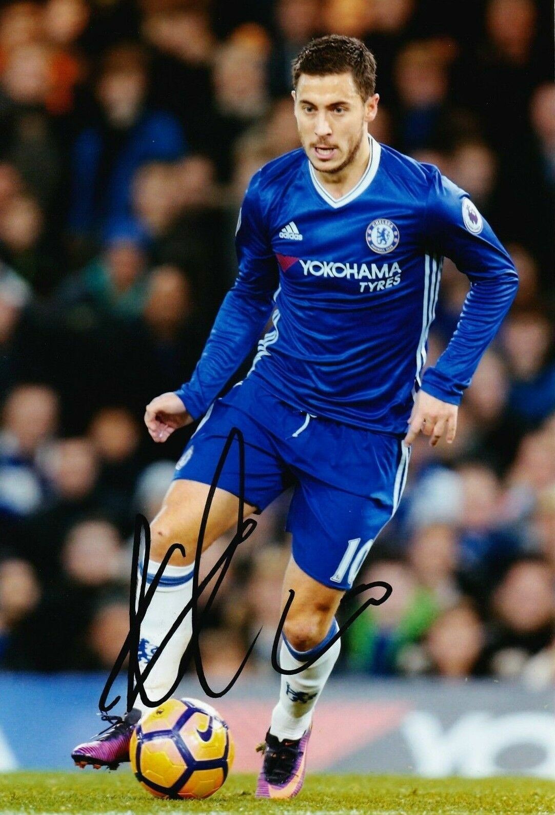 Eden Hazard Genuine Hand Signed 12X8 Photo Poster painting Chelsea FC Autograph (9002)