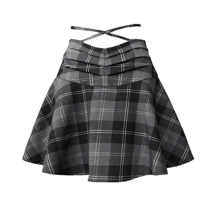 Sweet Cool Black and Gray Check Skirt