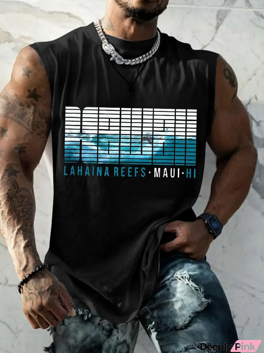 Men's Hawaii Lahaina Reefs Maui Hi Print Tank Top