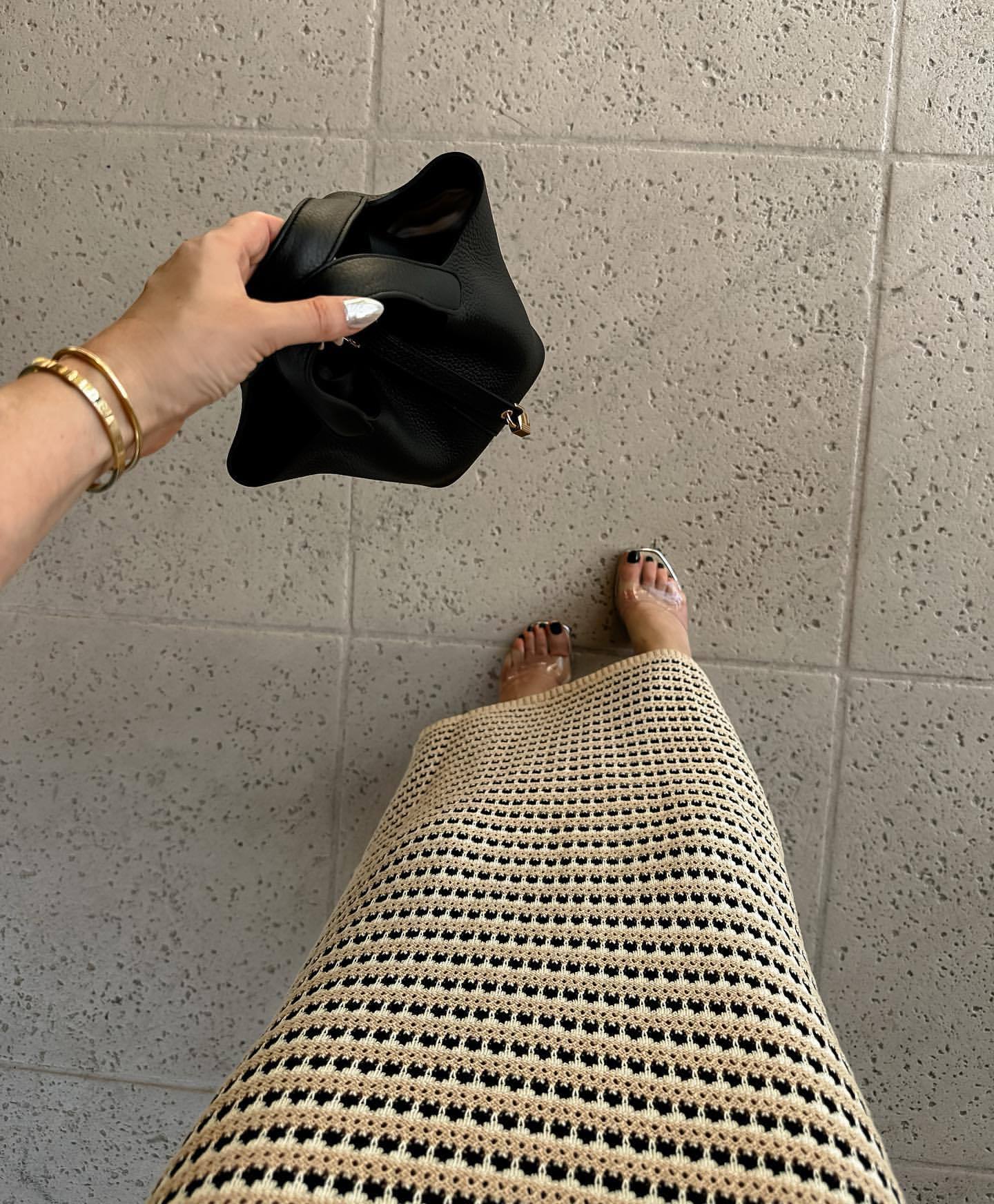 Ootddress Striped See-Through Long Dress Female Elegant Sleeveless High Waist Patchwork Fashion Beach Dress Knit Maxi Dress Summer
