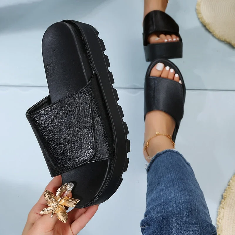 Summer Women Shoes High Heel Wedge Platform Sandals Ladies Open Toe Slide Sandal Outside Casual Thick Slippers Zapatos De Mujer