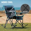 Portable Folding Camping Rocking Chair High Back Mesh Chair with Pillow, Cup Holder and Carry Bag for Lawn, Patio, Garden, Outdoor