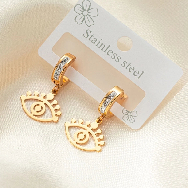 1 Pair Minimalist Heart Shape Flower Titanium Steel Drop Earrings